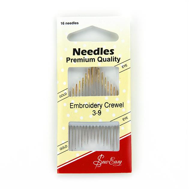 Hemline Hand Sewing Needles: Embroidery/Crewel: 16 Pieces