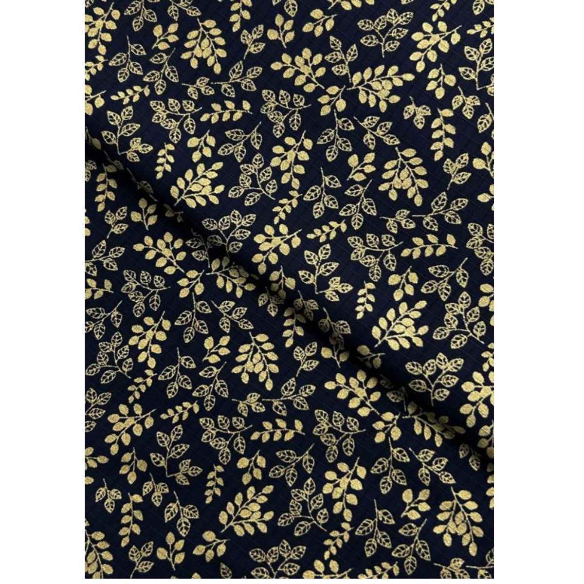 dressmaking lawn fabric in printed navy blue