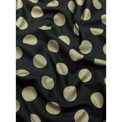 cream and white polka dot print silk fabric