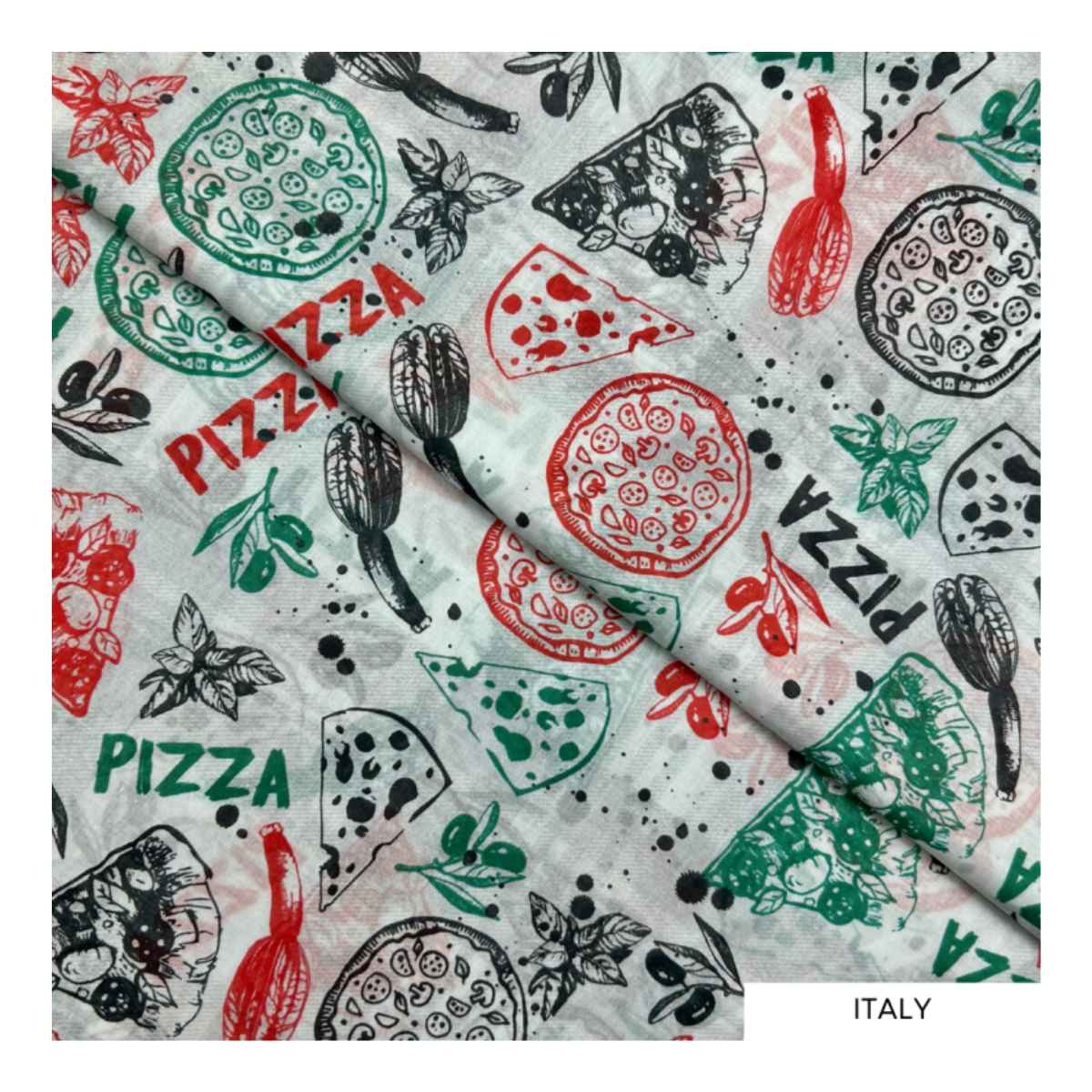 italy themed pizza printed world culture fabric