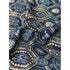 Navy blue printed raw silk fabric