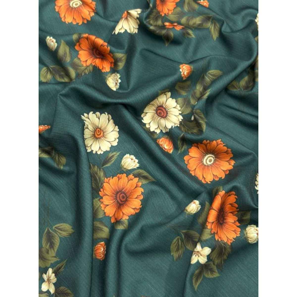 floral printed raw silk fabric