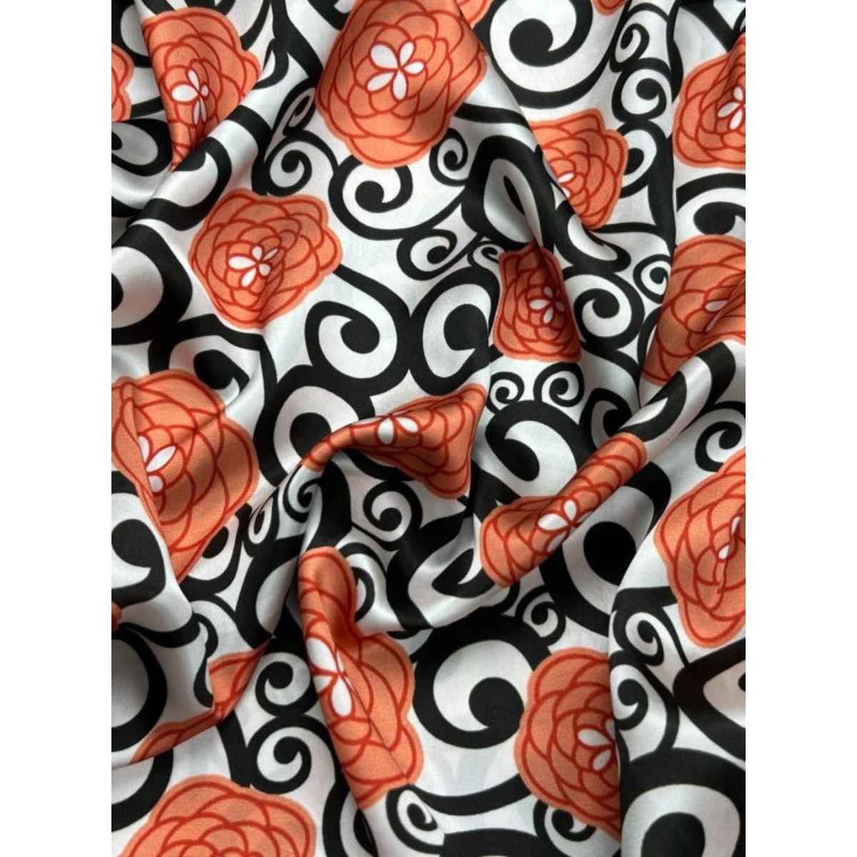 orange and black printed shamoz silk