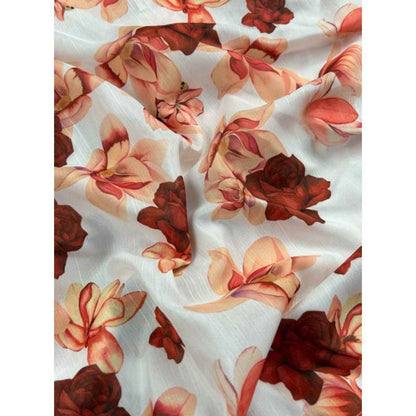 floral print raw silk fabric