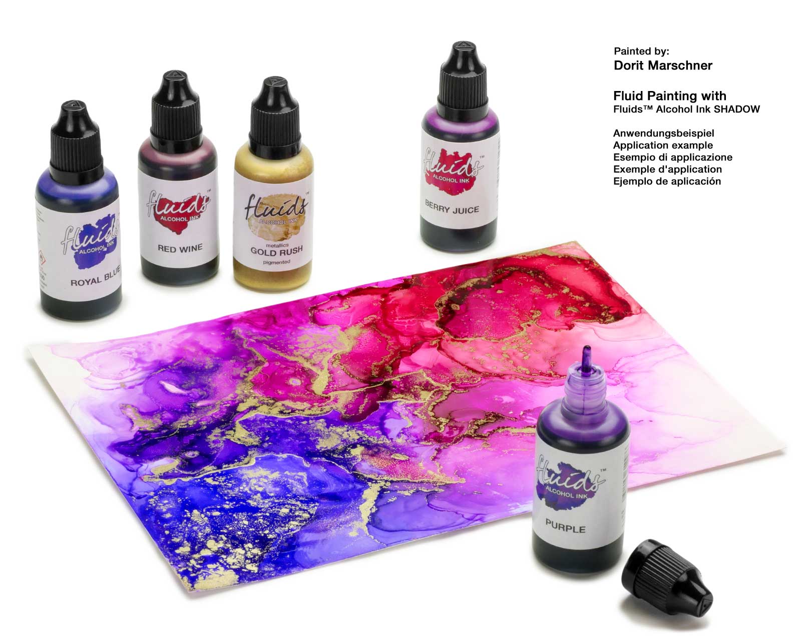 alcohol ink paint berry juice pink